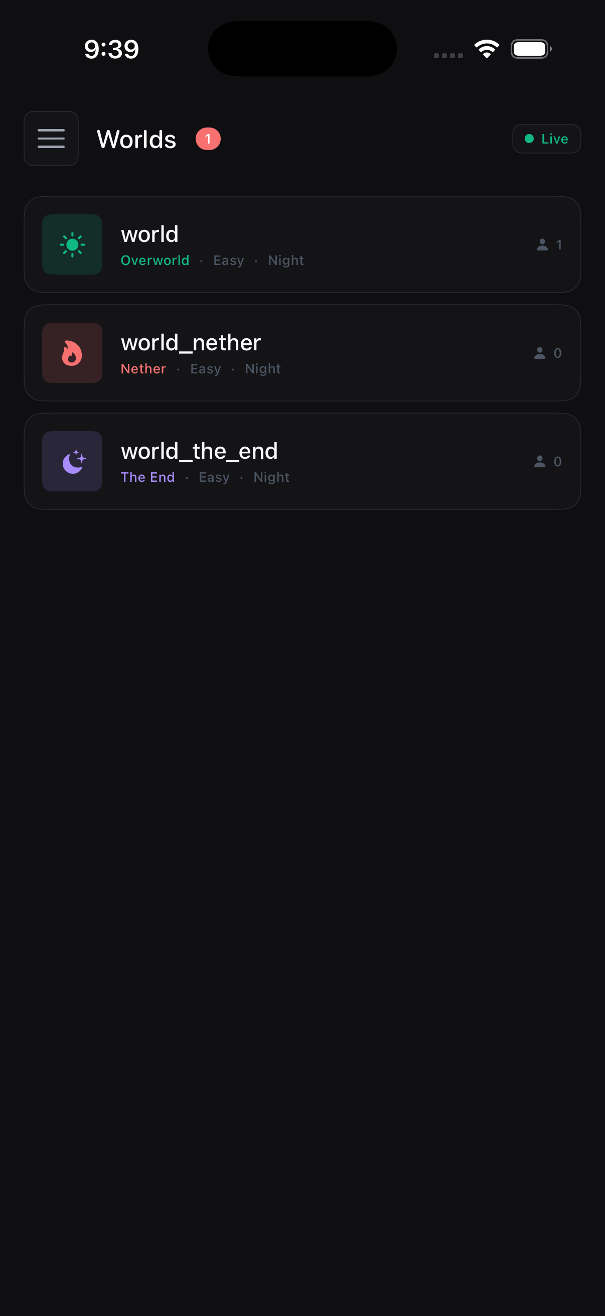 PulsePanel worlds settings